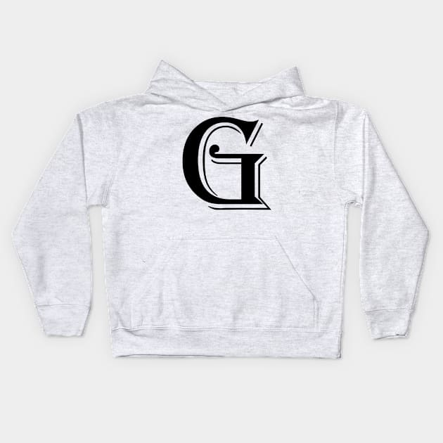 Black letter G in vintage style Kids Hoodie by Classical